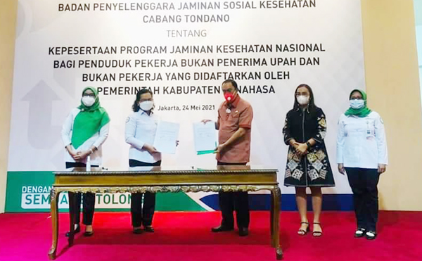 >> Penandatanganan kerja sama antara Pemkab dan BPJS Kesehatan.