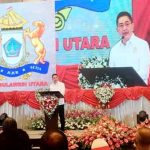 >> Calon Ketua Umum Kadin, Arsjad Rasjid saat menyampaikan visi dan misinya kepada perwakilan Kadin daerah di Hotel Luwansa Manado, Sabtu 12/6 malam.