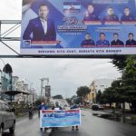 Baliho AHY yang dipasang di jalan Piere Tendean Boulevard.