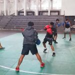 Para petinju Pelatda PON saat berlatih menjelang tampil di PON XX Papua.